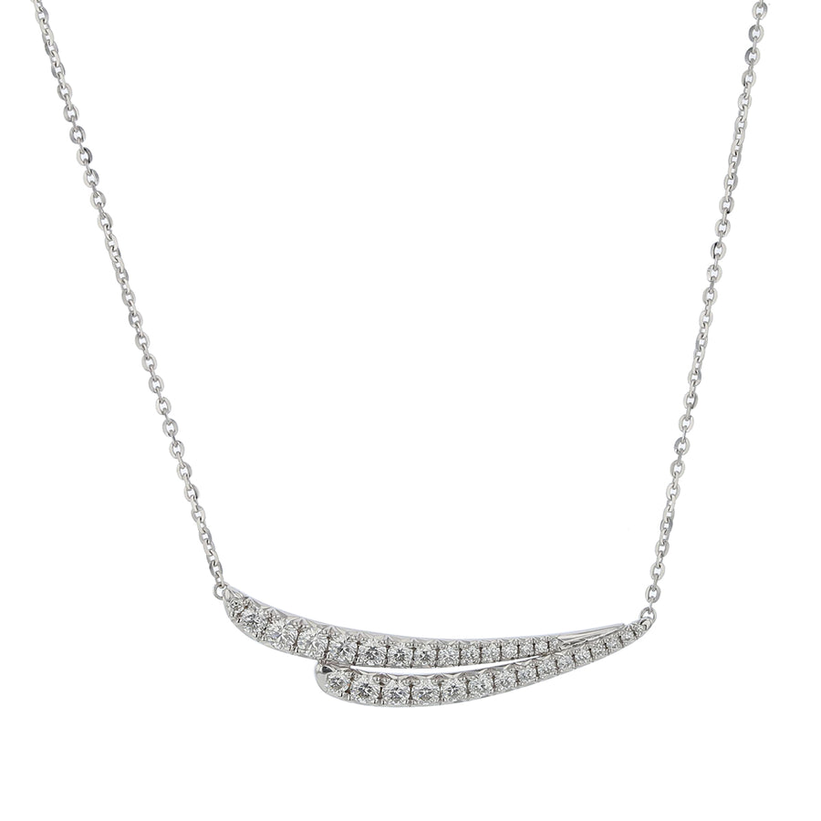 Vela 0.45-0.55Ct Diamond French Cut Pave Necklace in 18k White Gold, 18" chain