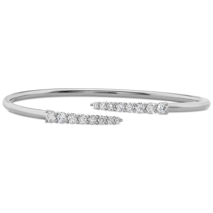 Identity 1.05-1.17ct Diamond Bypass Bangle Bracelet in 18K White Gold