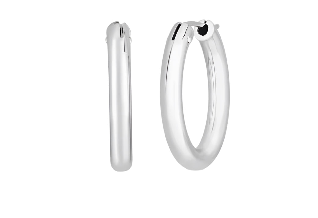 Perfect Oval Hoop Earrings in 18K White Gold