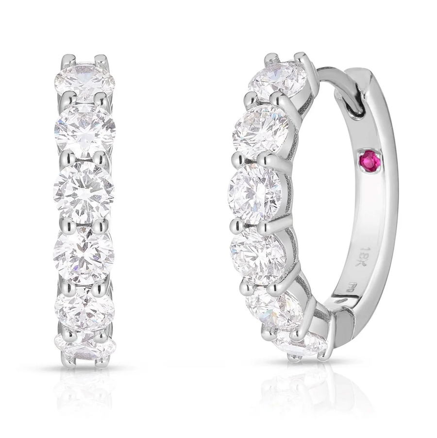 Perfect Hoops 2.00ct Diamond Huggie Earrings in 18K White Gold