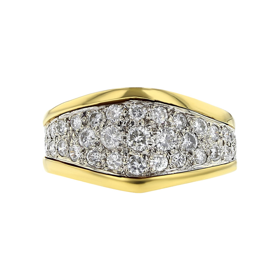 18K Yellow Gold 0.70ct Diamond Modern Pave Band Circa 1970, size 5