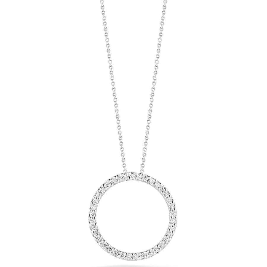 Tiny Treasures 0.26ct Diamond Circle Pendant in 18K White Gold, 18" chain