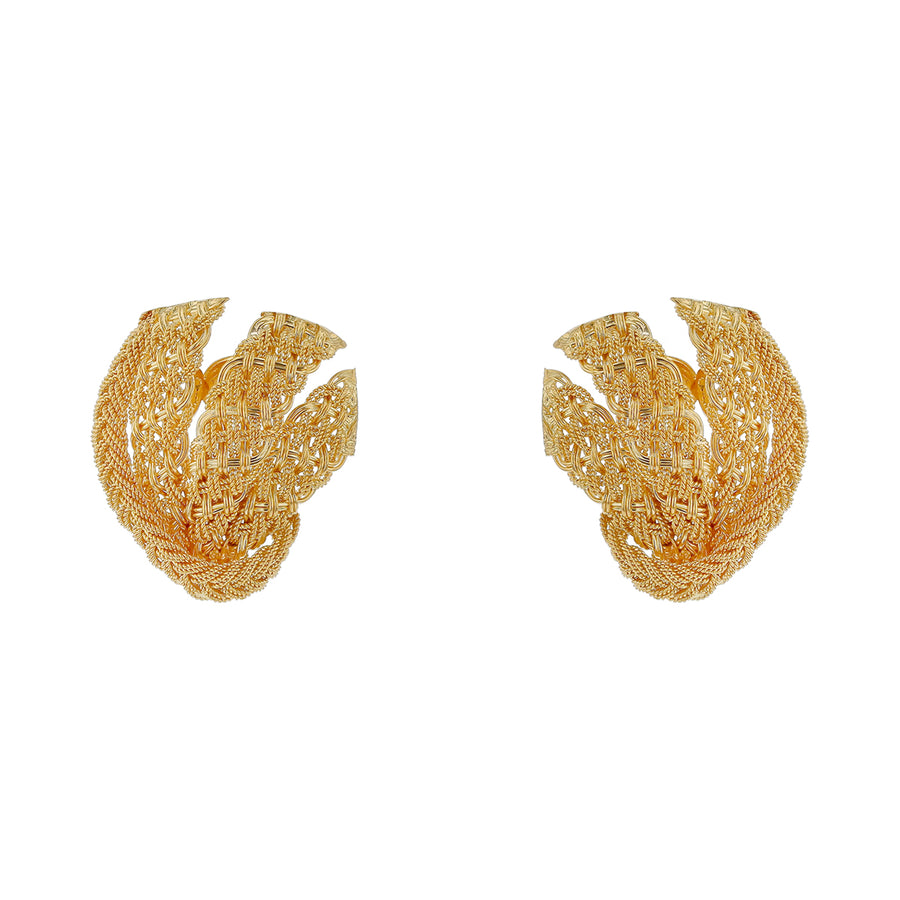 Woven Sweepback Earrings in 18K Yellow Gold