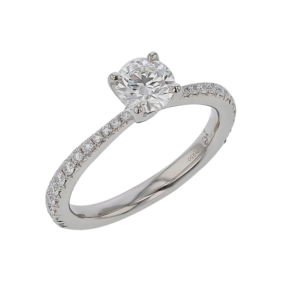 Vela Round Brilliant Diamond Ring in Platinum, Size 6.5