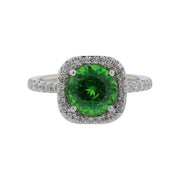 2.54ct Round Kenyan Tsavorite 0.34ct Full Cut Diamonds Halo Ring in Platinum Size 6.5
