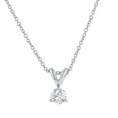 0.40ct Round Brilliant Diamond Pendant in 14k White Gold, 18"
