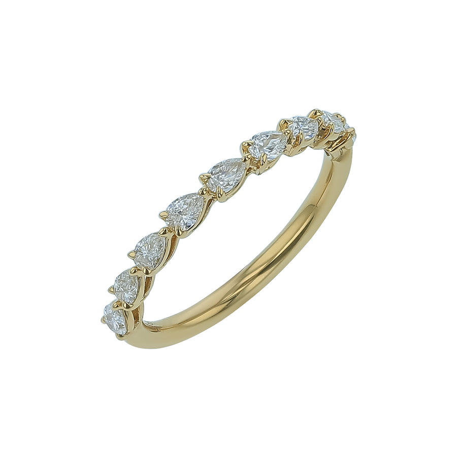 Petite Baby Grand Aire 0.45ct Pear Diamond Band in 18K Yellow Gold, Size 6