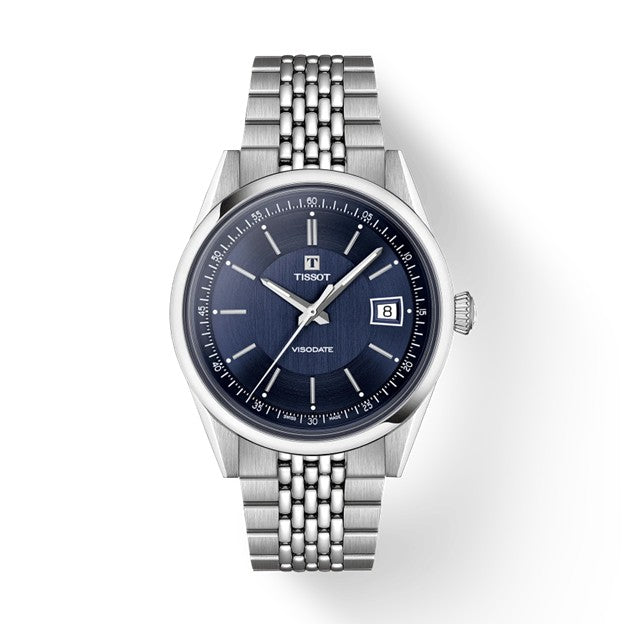 39mm Visodate Watch with Blue Dial in Stainless Steel, Bracelet