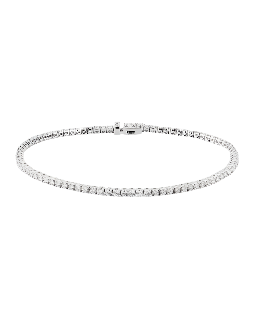 1.96-2.05ct Diamond Classic 4-Prong Tennis Bracelet in 18K White Gold, 7"