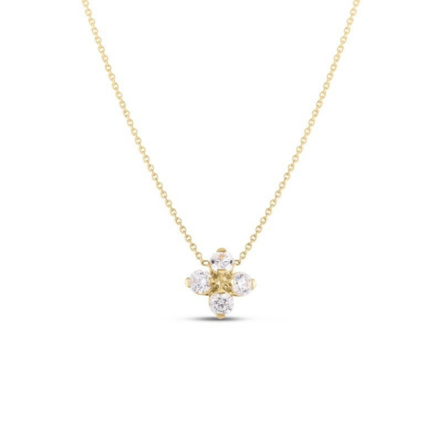 Love in Verona Diamond Flower Necklace in 18K Yellow Gold, 18in