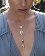 Sapphire Octopus Tassel Pendant in Sterling Silver, 30" chain