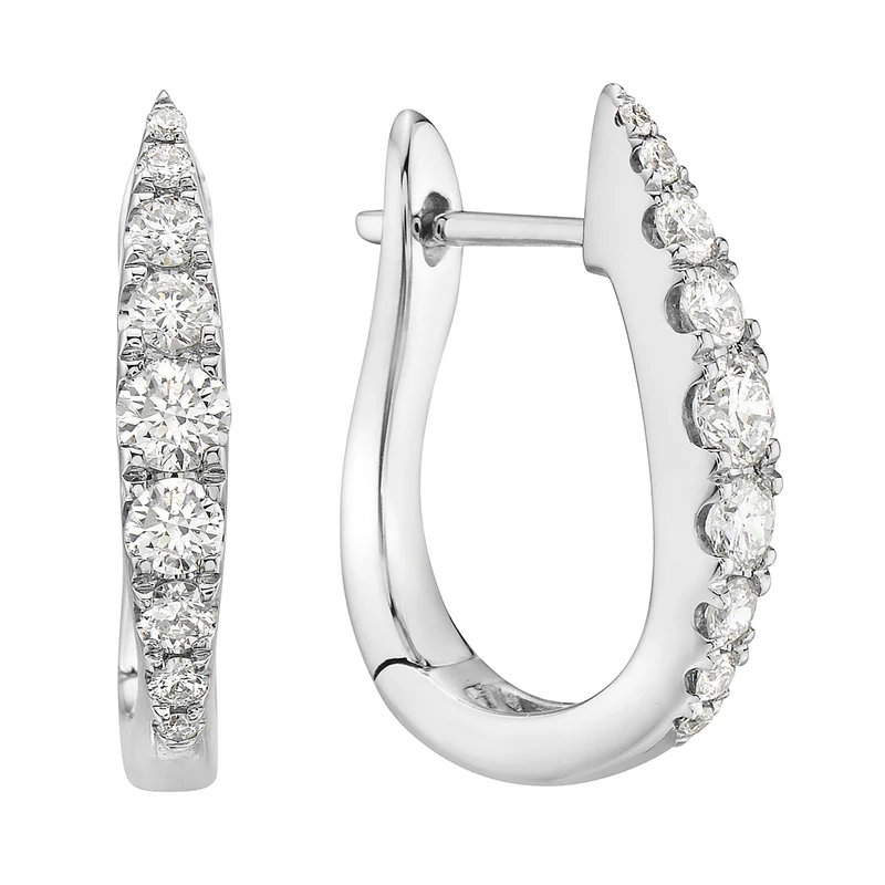 0.55ct Diamond Huggie Hoop Earrings in 18K White Gold