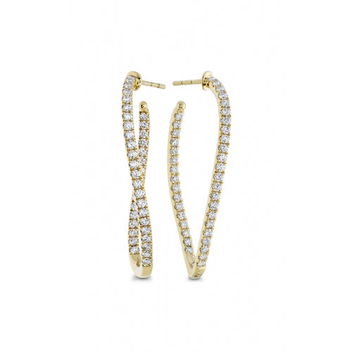 Inside Out 0.90-1.00ct Diamond Twisted Hoop Earrings in 18K Yellow Gold