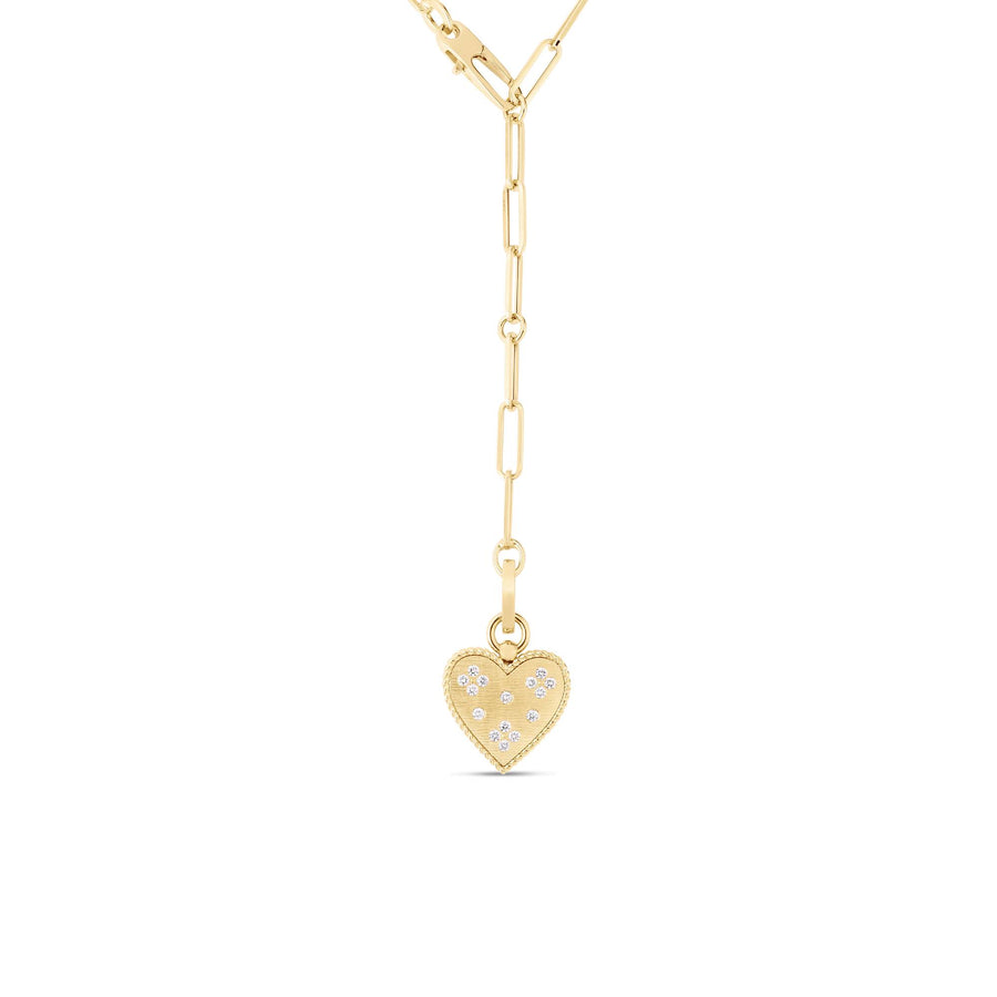 Venetian Princess Diamond Small Heart Medallion Necklace in 18K Yellow Gold, 19in