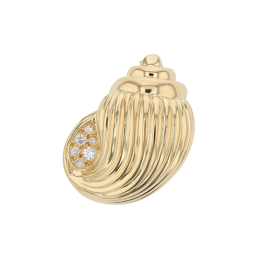 Suna Brothers 0.08ct Diamonds Shell pin in 18K Yellow Gold
