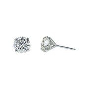 3.02ct Round Brilliant Diamond I/SI2 Inscribed GIA 4 Prong Stud Earrings in 14K White Gold