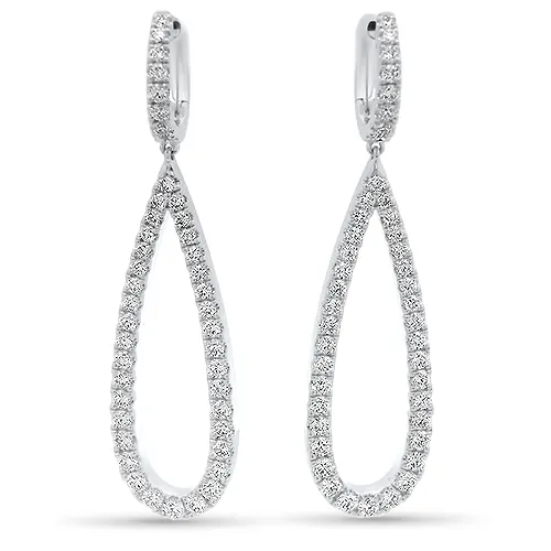 Essential 1.50-1.69ct Diamond Teardrop Earrings in 18K White Gold