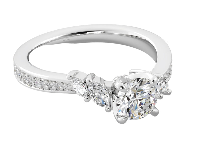0.40ct Diamond Double Marquise Ring Semi Mount in Platinum for 1.00ct Round Center