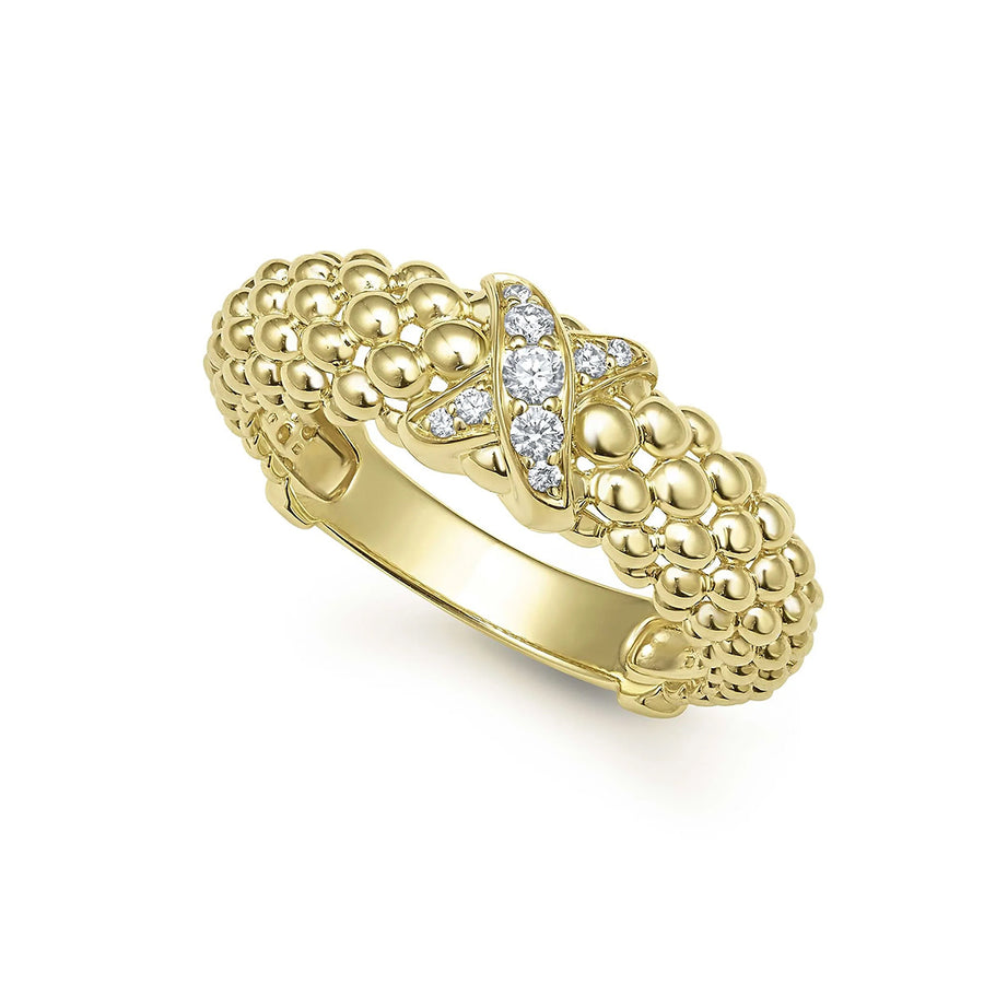 Embrace Diamond Pave X Ring in 18K Yellow Gold, Size 7