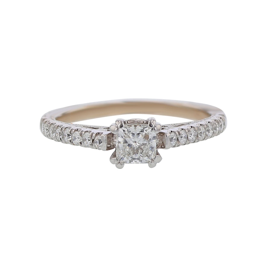 0.50ct Princess Cut Diamond and 0.31ct Diamonds Engagement Ring in 14K White Gold, Size 7