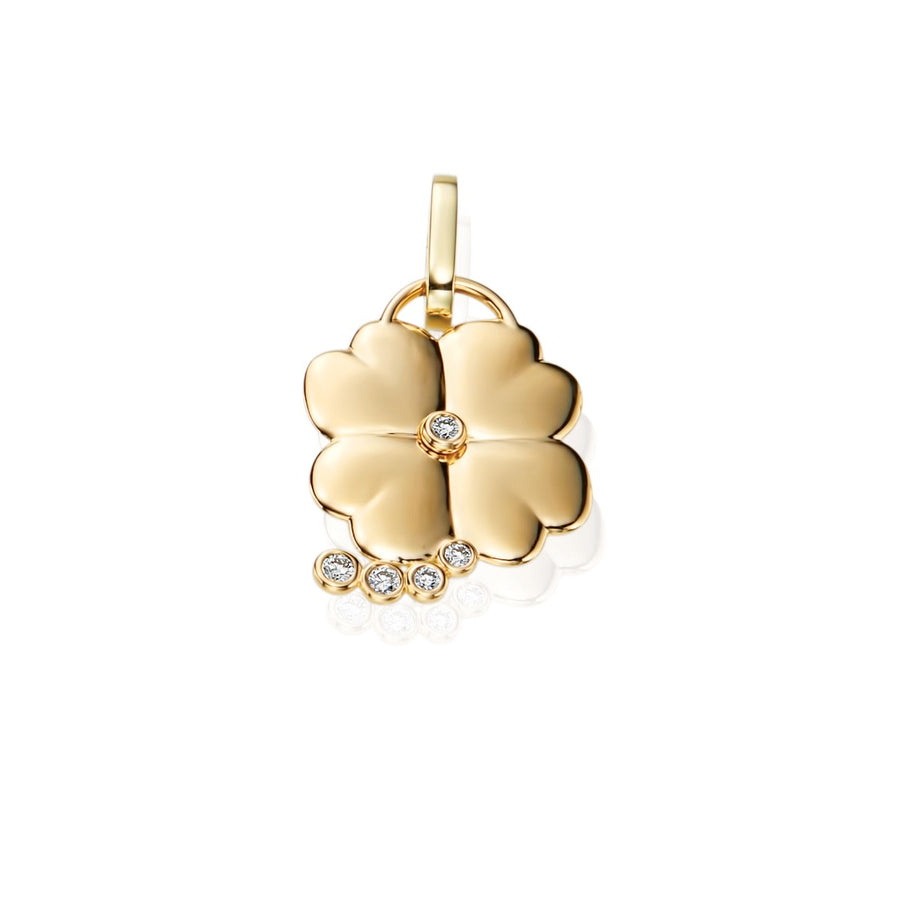 Lucky Life 0.17Ct Diamond Four Leaf Clover Charm Only in 18k Yellow Gold