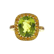 18K Gold Peridot and Yellow Sapphire Ring