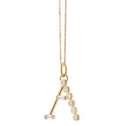 0.39ct Diamond "A" Initial Charm in 18K Yellow Gold, 16-17" chain