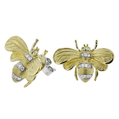 0.17ct Diamond Bee Stud Earrings in 18K Yellow Gold