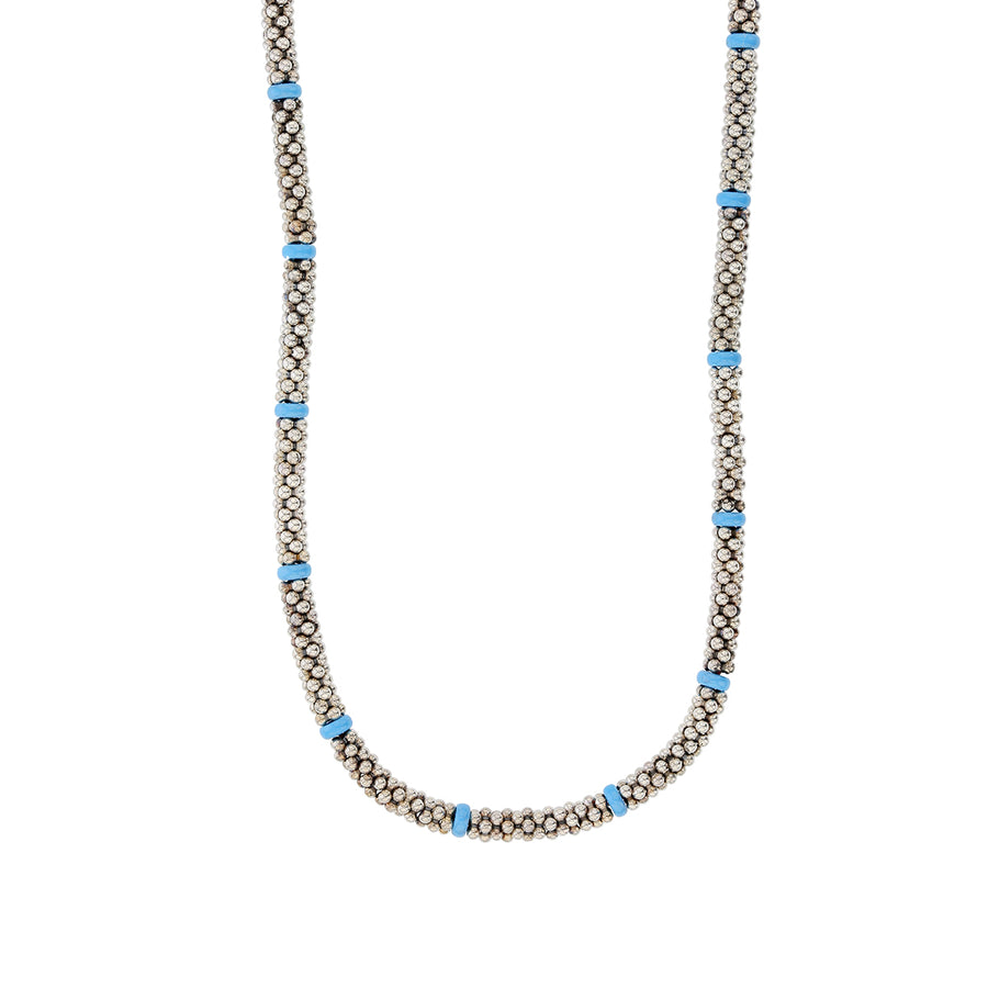 Lagos Blue Caviar Station Necklace in Sterling Silver and Ceramic, 20"