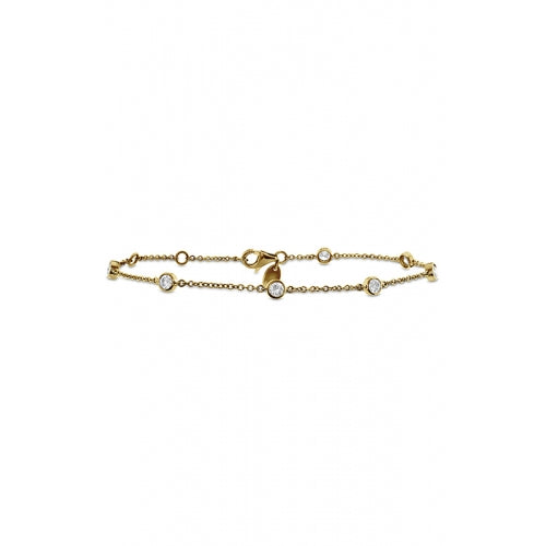 Cascade 0.53-0.61Ct Diamond Station Bracelet in 18K Yellow Gold, 7inch