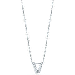 Tiny Treasures 0.05ct Diamond Love Letter "V" Pendant in 18K White Gold, 16-18in