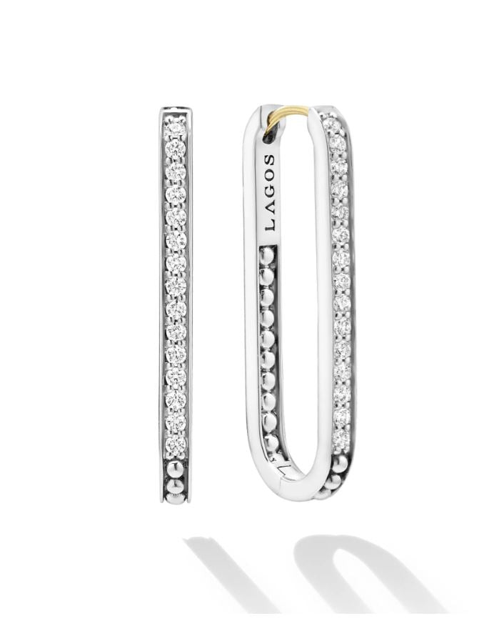 Caviar Spark 0.59Ct Diamond Linear Hoop Earrings in Sterling Silver