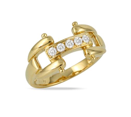Equestrian 0.08ct Diamond Horse Bit Ring in 18K Yellow Gold, Size 6.5