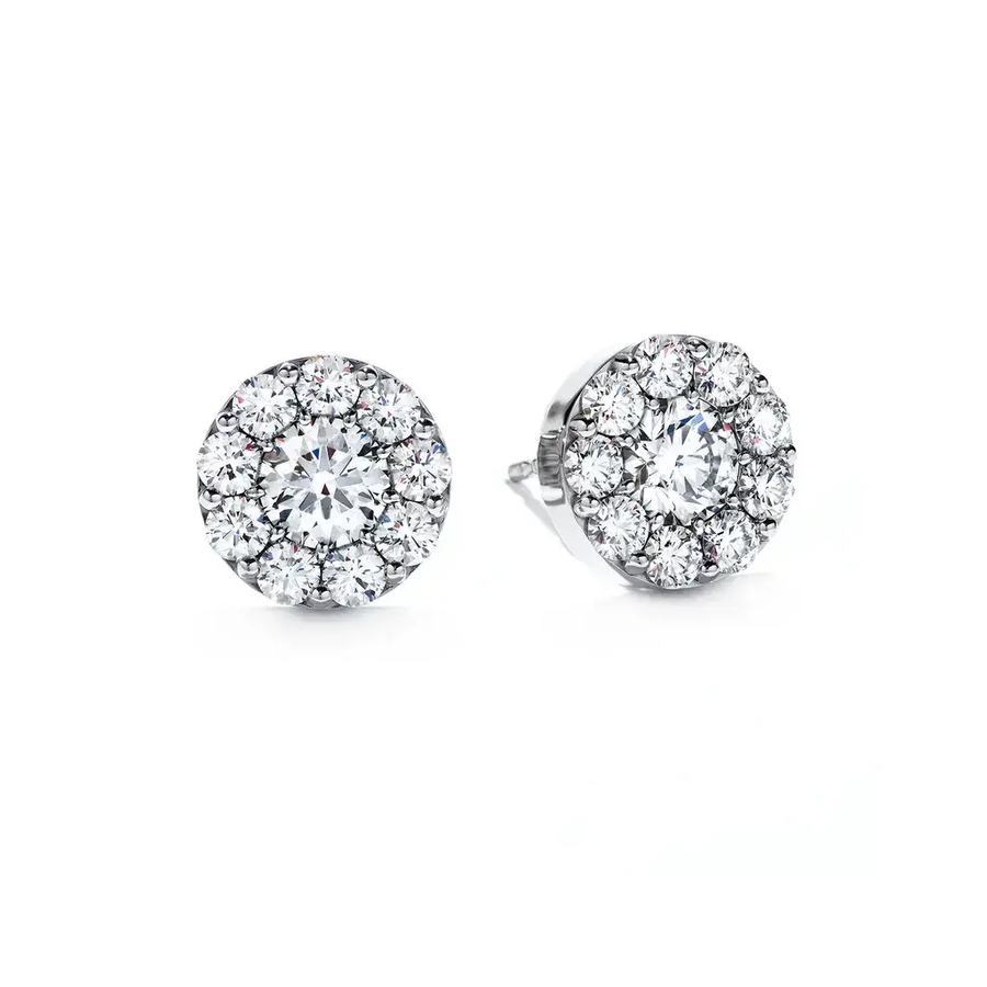 Fulfillment 0.95-1.07ct Diamond Halo Stud Earrings in 18K White Gold