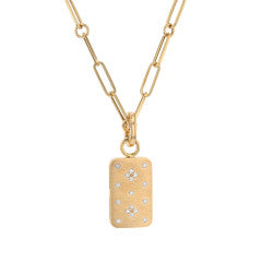 Venetian Princess 0.15ct Diamond Dog Tag Pendant in 18K Yellow Gold, 19in