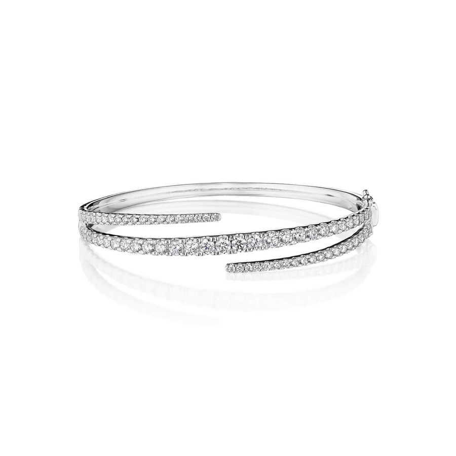Diamond Wrap Around Bangle in 18K White Gold