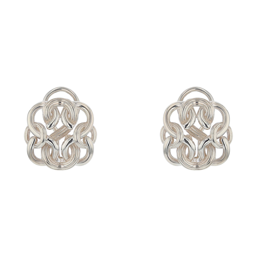 Slane Basketweave Omega Back Earrings in Sterling Silver