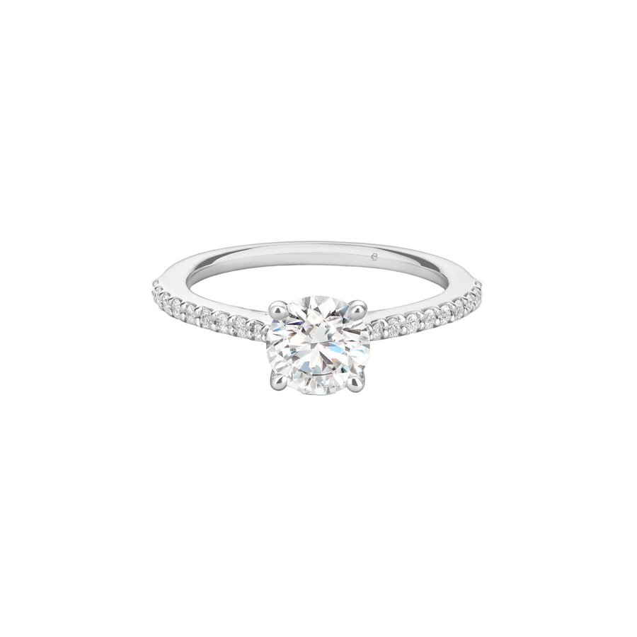 Camilla 1.10ct Round Brilliant Diamond and 0.04ct Diamond Ring in Platinum, size 6.5