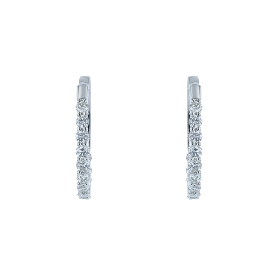 1.00ct Diamond Oval Hoop Earrings in 14K White Gold