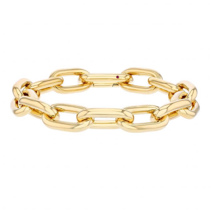 Designer Gold Chunky Paperclip Link Bracelet in 18K Yellow Gold, 8in