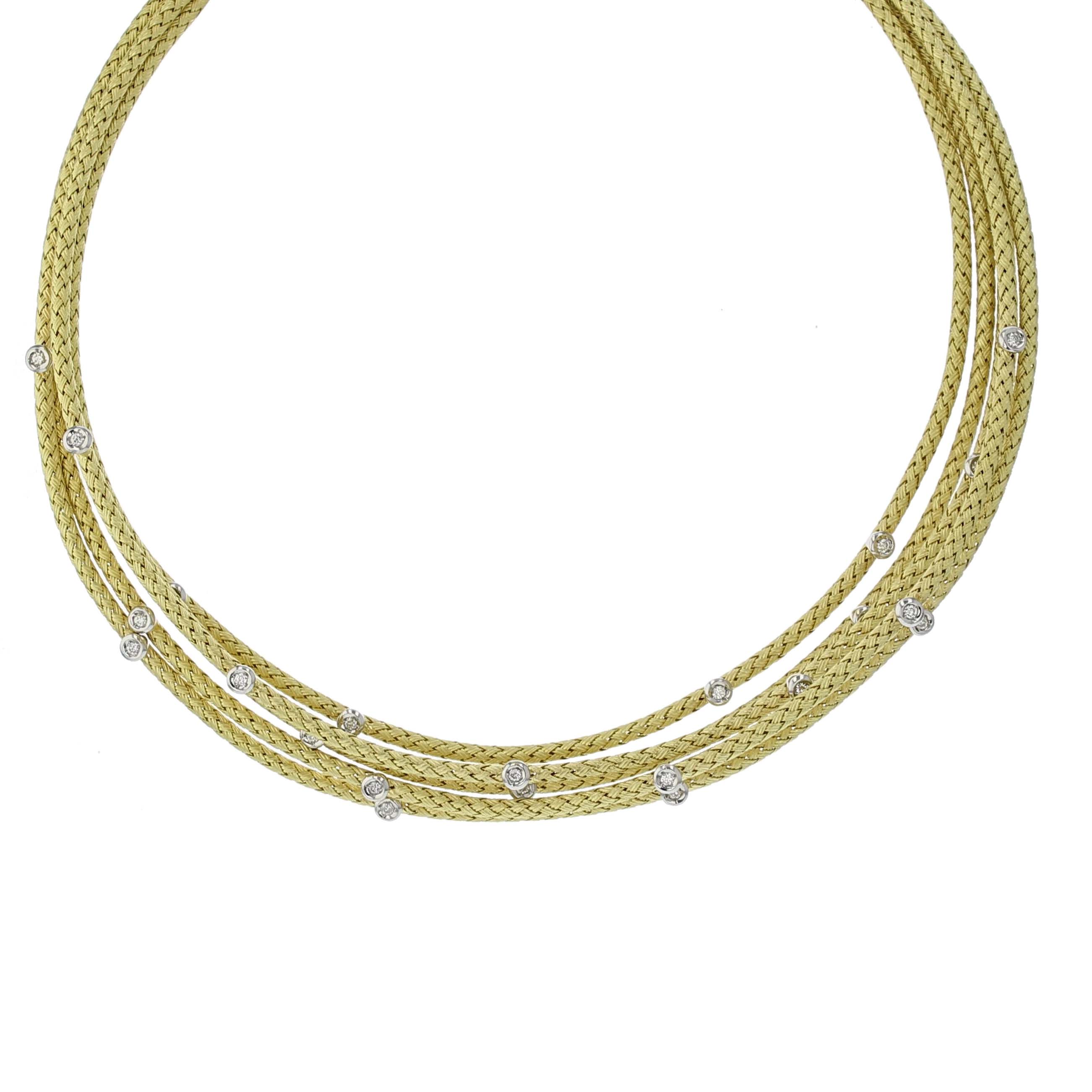 Diamond Station 5 Strand Necklace in 18k Yellow and White Gold