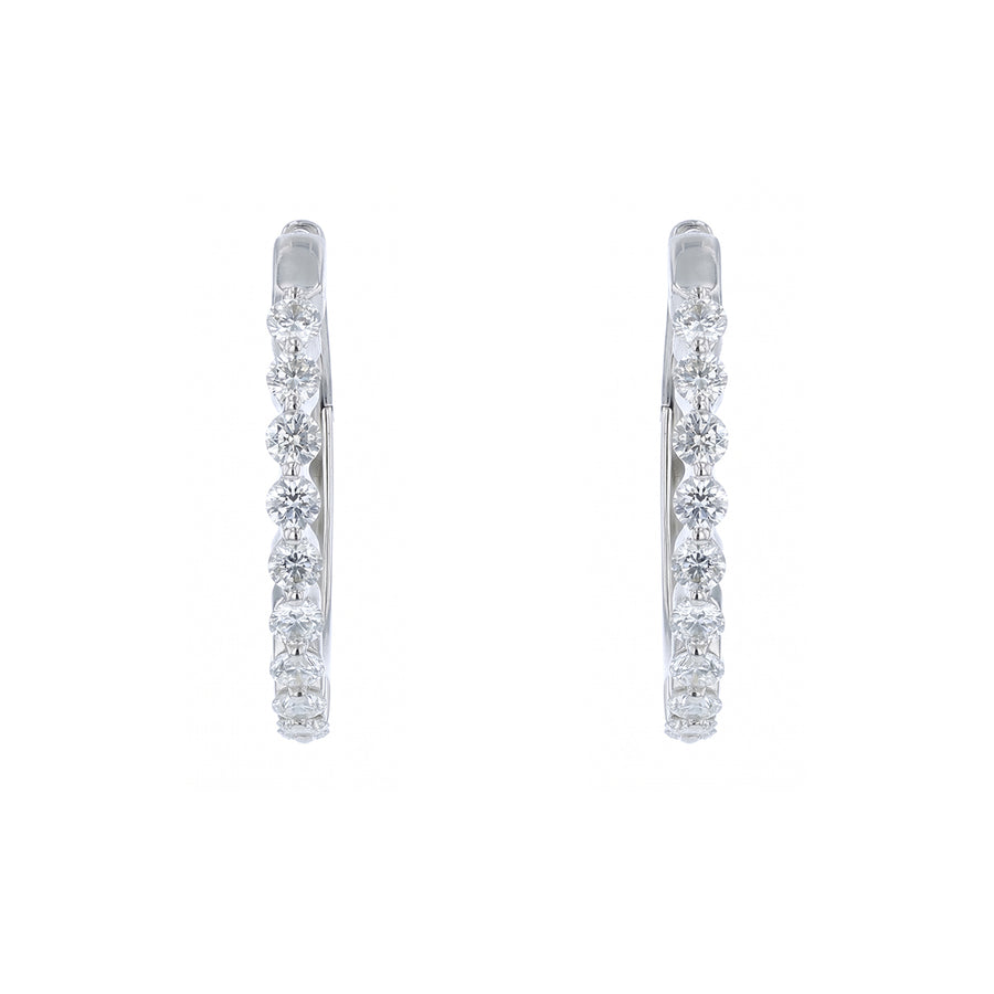 0.50ct Diamond Hoop Earrings in 14K White Gold