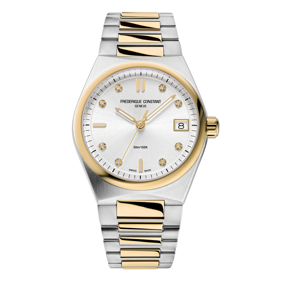 31mm Highlife Quartz Silver Diamond Dial with Date Watch in Stainless Steel and Gold Tone with Bracelet