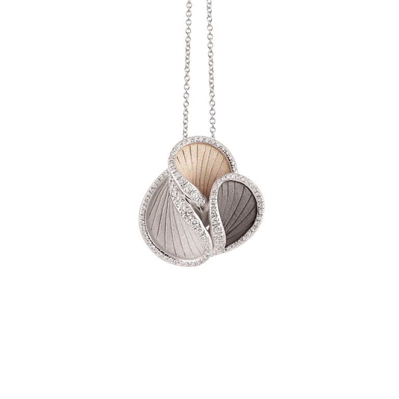 Musa Diamond Pendant in 18K Natural Beige, Black Lava and White Ice Gold, 18in