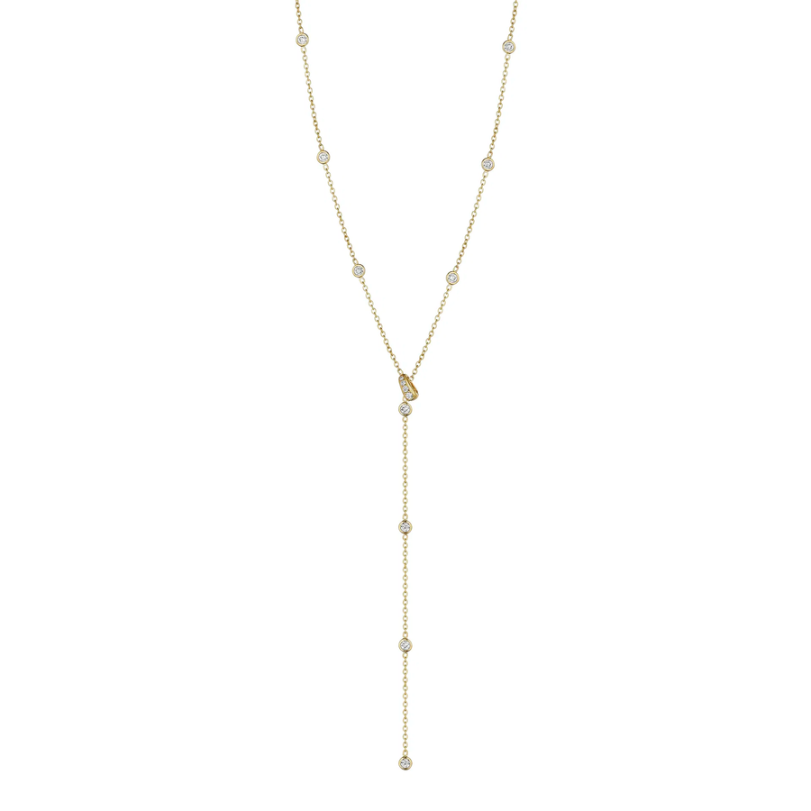 1.20ct Round Diamond Cascade Y Necklace in 18K Yellow Gold, 22"