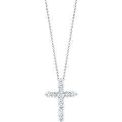 Tiny Treasures 0.88ct Diamond Small Cross Pendant in 18K White Gold, 18" chain