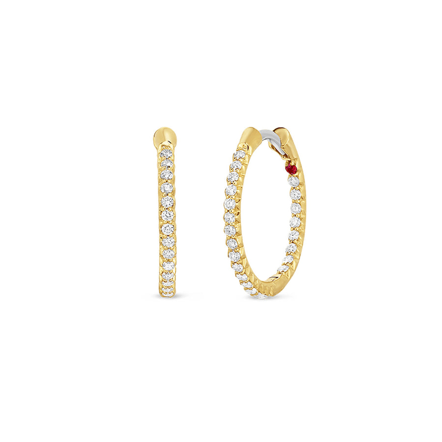 Perfect Diamond 0.40ct Diamond 18mm Inside Out Pave Hoops Earrings in 18K Yellow Gold