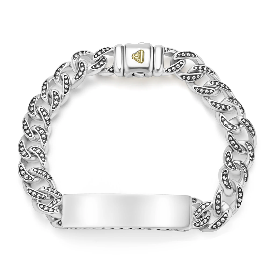 Anthem 12mm Curb ID Chain Bracelet in Sterling Silver, size large