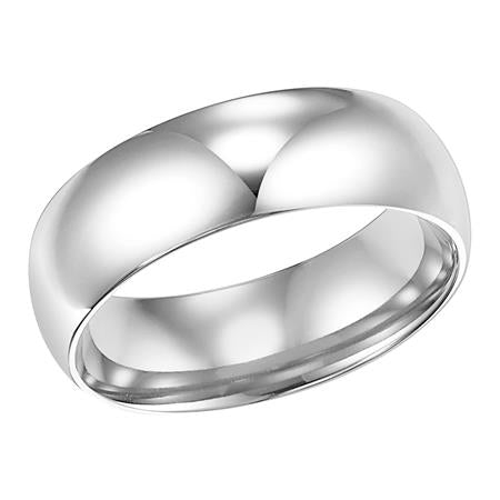 14K White Gold 6mm Low Dome Comfort Fit Wedding Band, size 9