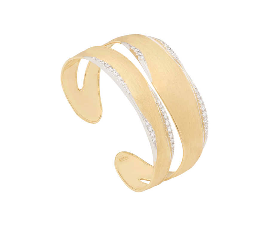 Lunaria 0.63ct Diamond Split Bangle Bracelet in 18K Yellow and White Gold
